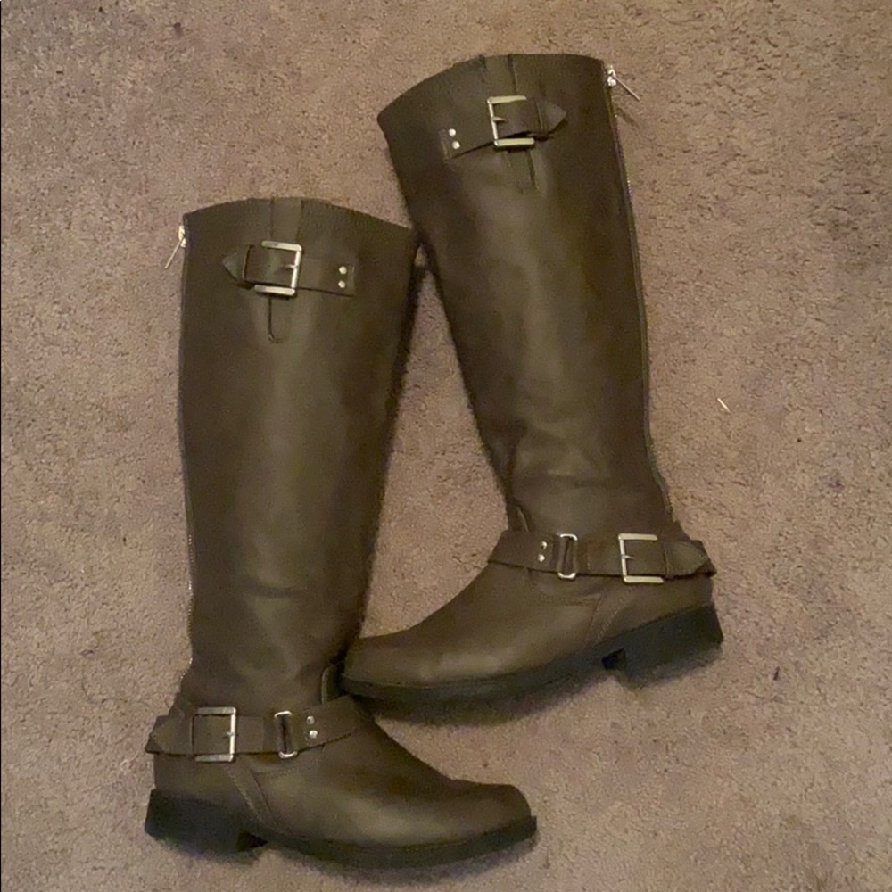 JustFab Danica Moto Tall Boot- Wide Calf Size 8.5